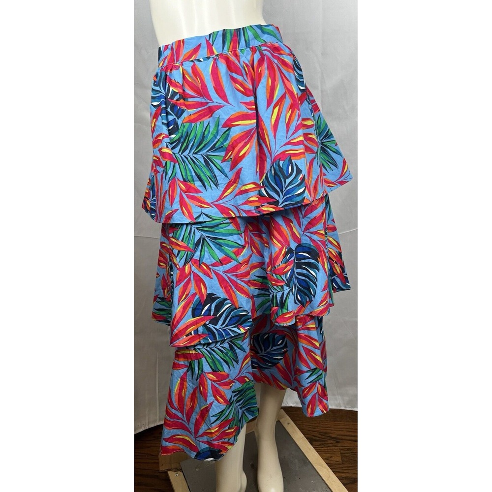 Tabitha Brown for Target Skirt sz 2X Tropical Floral Print Blue Tiered NWT
